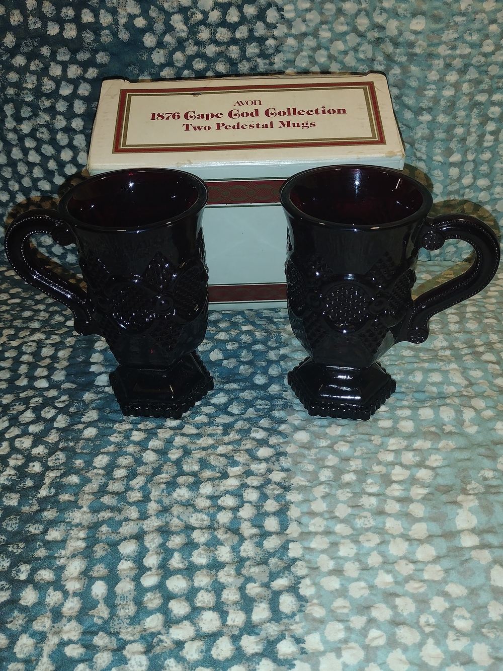 Avon 1876 Cape Cod Collection Pedestal Mugs - Deep Ruby (Set of 2)